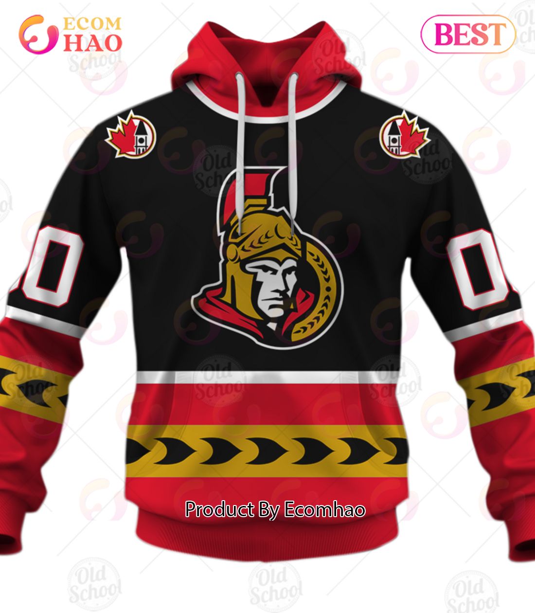 Personalized Vintage NHL Ottawa Senators Jersey 3D Hoodie