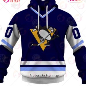 Personalized Vintage NHL Pittsburgh Penguins Navy Blue Jersey 3D Hoodie