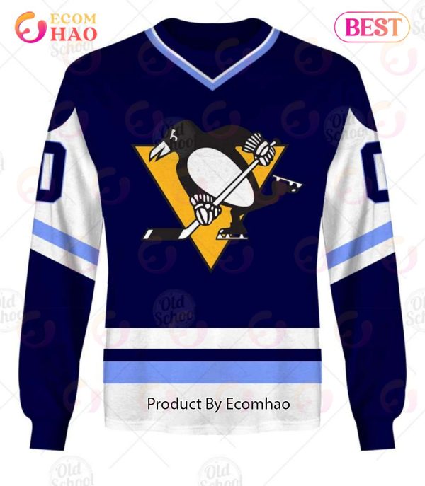 Personalized Vintage NHL Pittsburgh Penguins Navy Blue Jersey 3D Hoodie