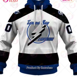 Personalized Vintage NHL Tampa Bay Lightning White Jersey 3D Hoodie