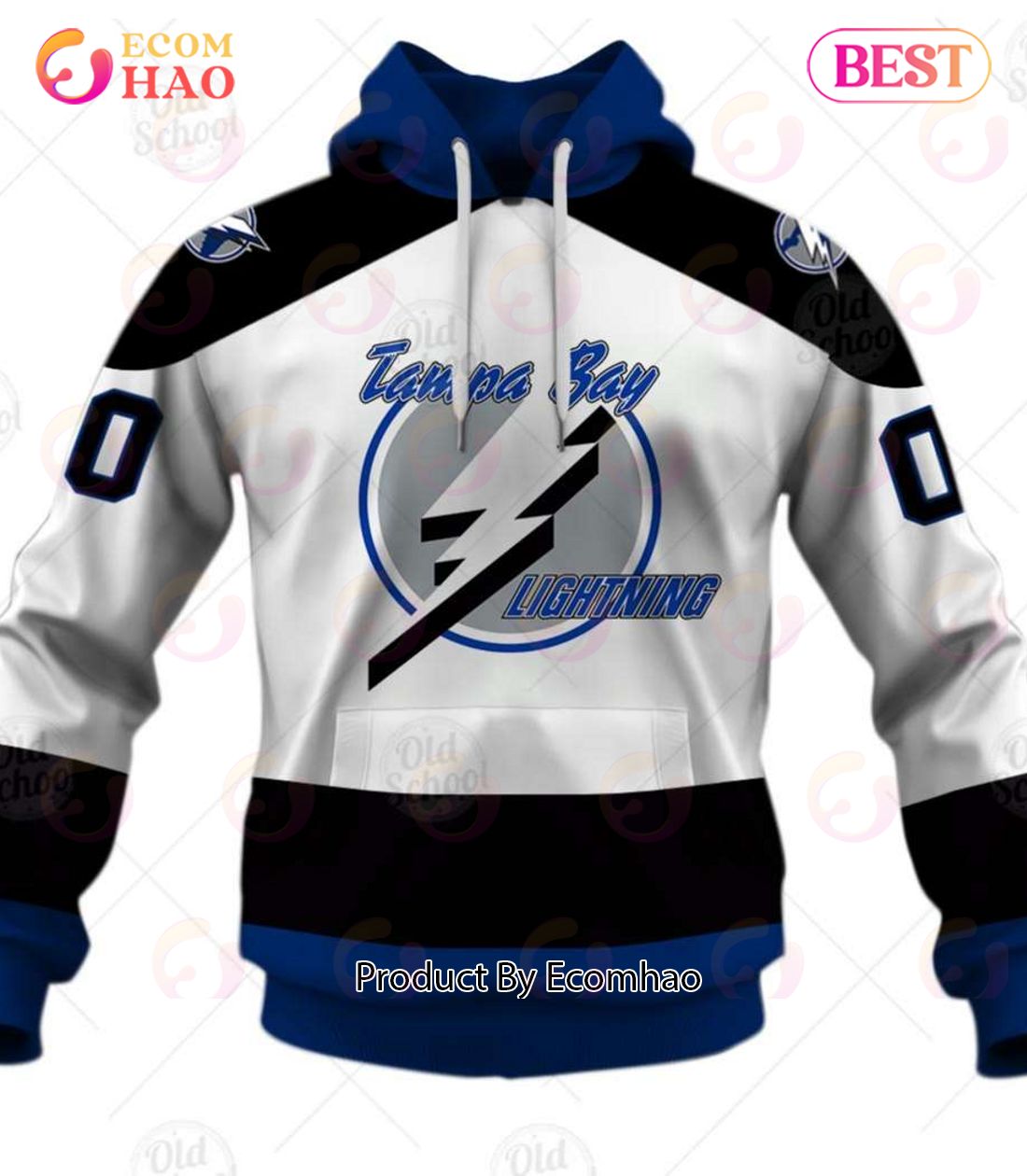 Personalized Vintage NHL Tampa Bay Lightning White Jersey 3D Hoodie