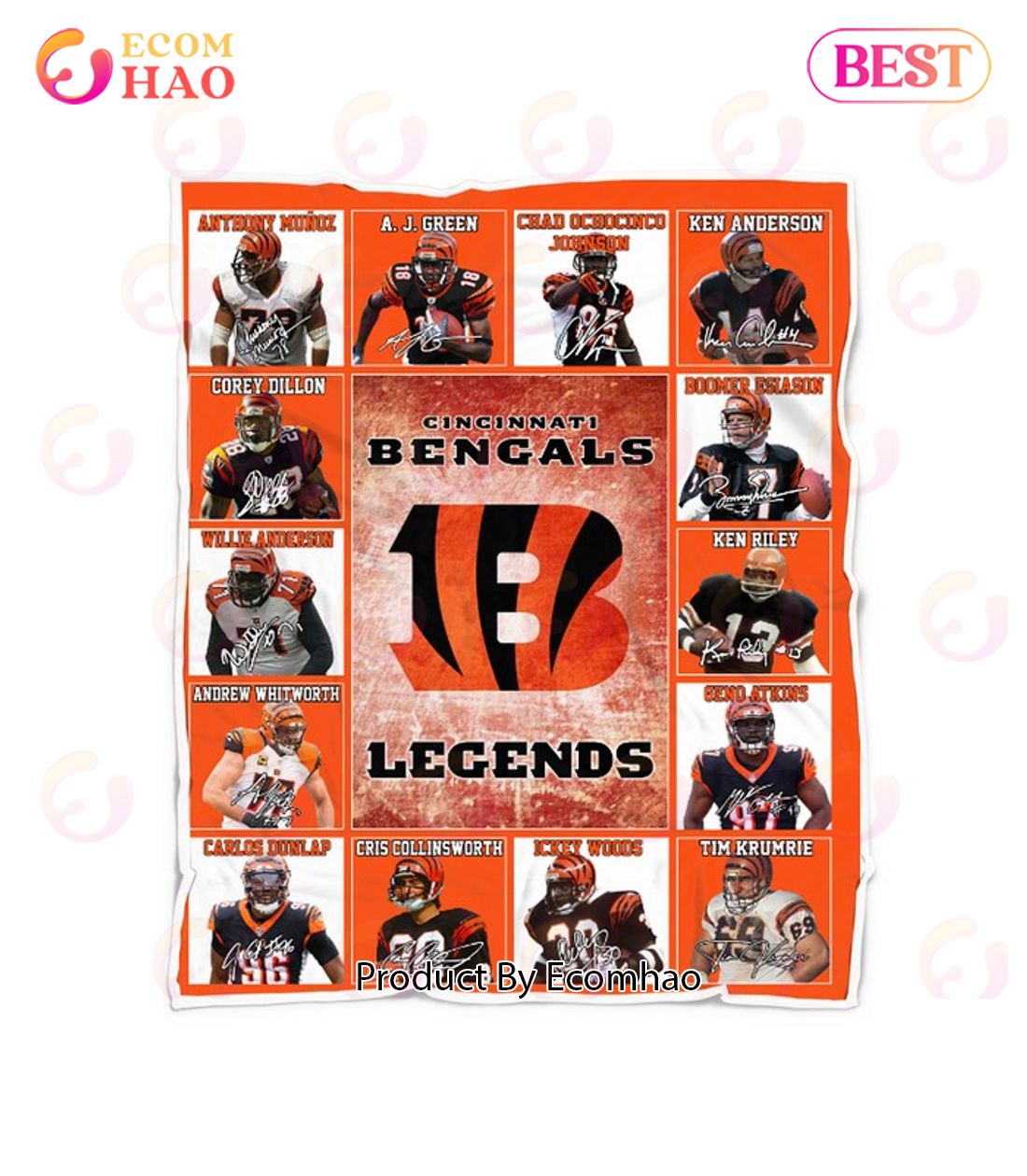 Cincinnati Bengals Legends Quilt, Fleece Blanket