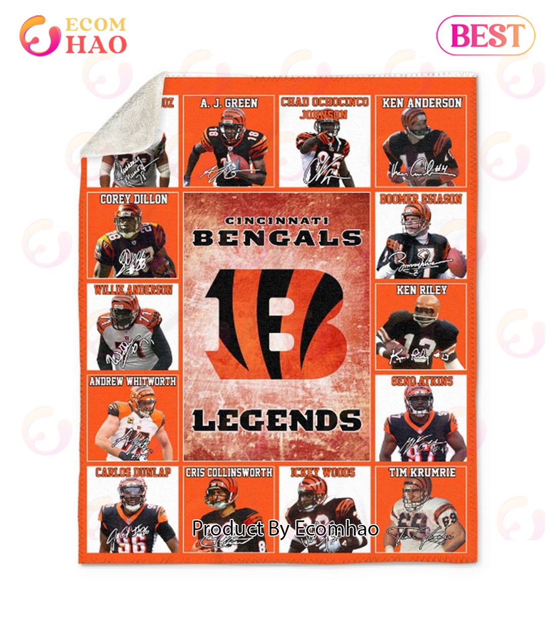 Cincinnati Bengals Legends Quilt, Fleece Blanket