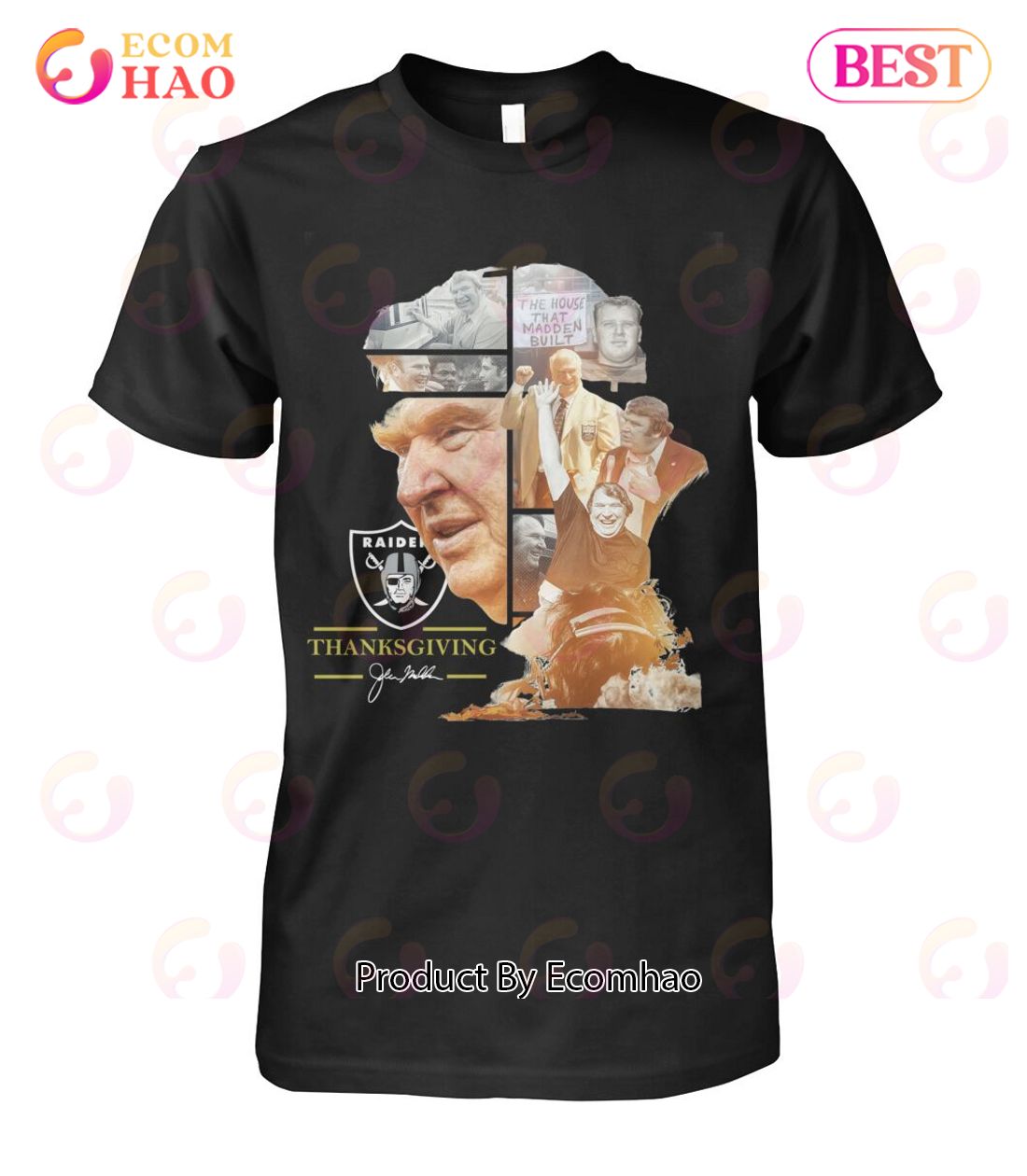 Las Vegas Raiders John Madden thanksgiving signature T-shirt - Kaiteez