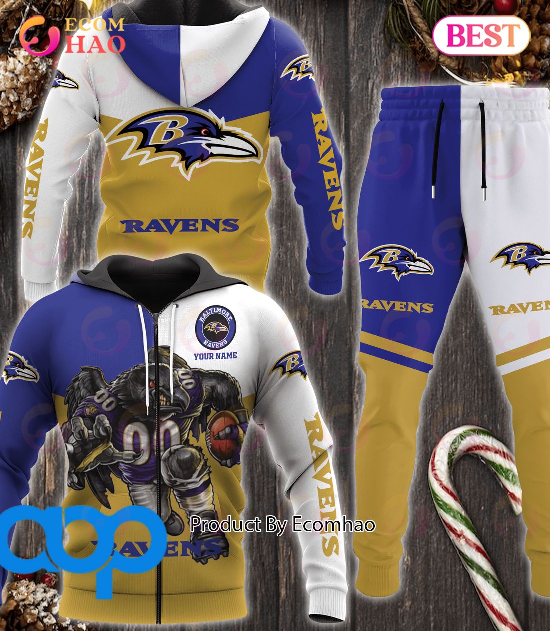 Baltimore Ravens NFL Personalized Combo 3D Hoodie, Zip Hoodie And Joggers Sports Fans