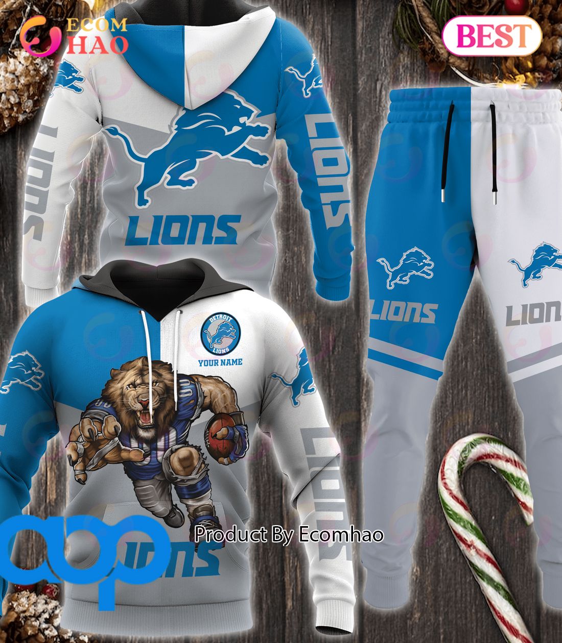 Detroit Lions NFL Personalized Combo 3D Hoodie, Zip Hoodie And Joggers Sports Fans