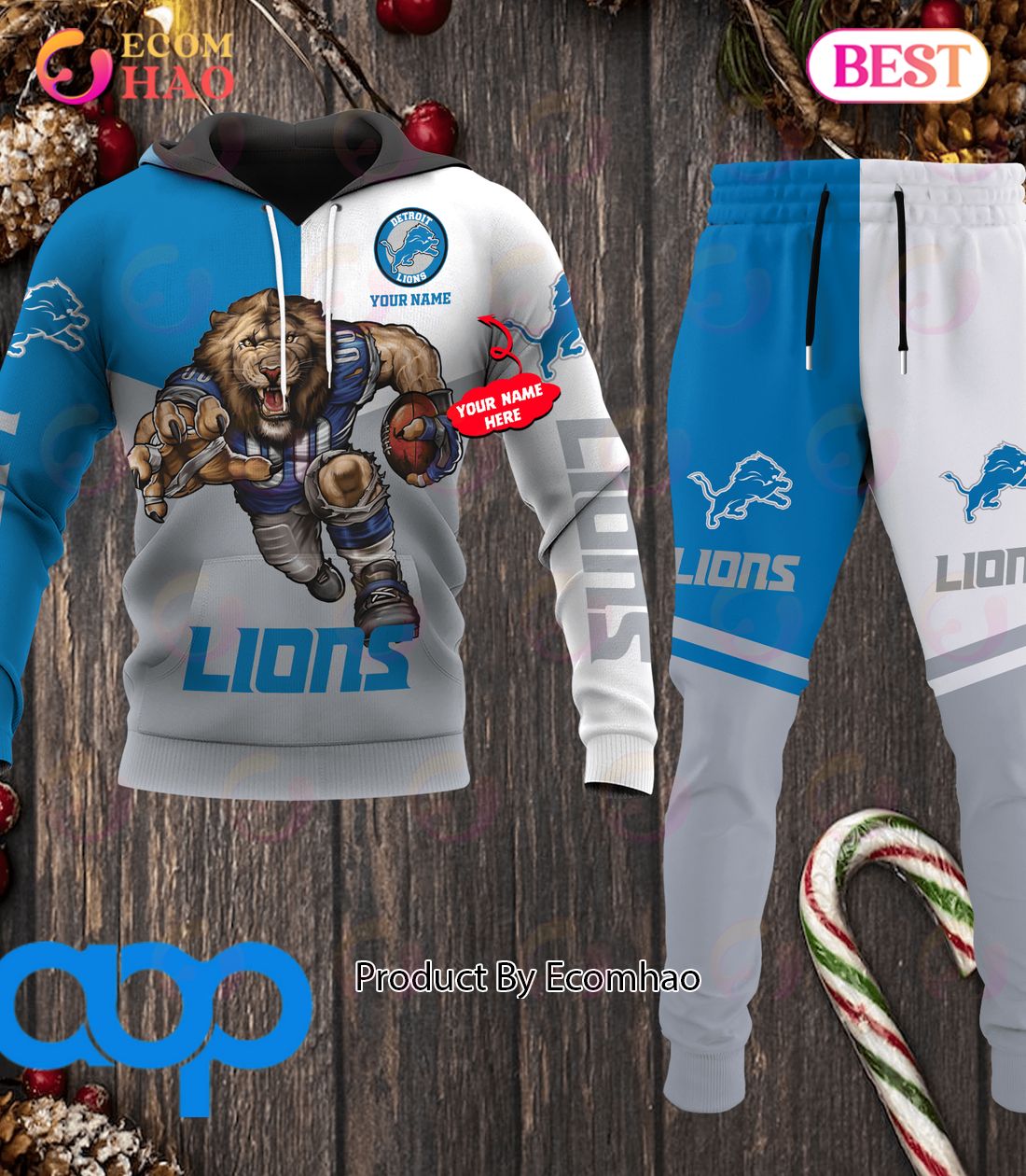 Detroit Lions NFL Personalized Combo 3D Hoodie, Zip Hoodie And Joggers Sports Fans