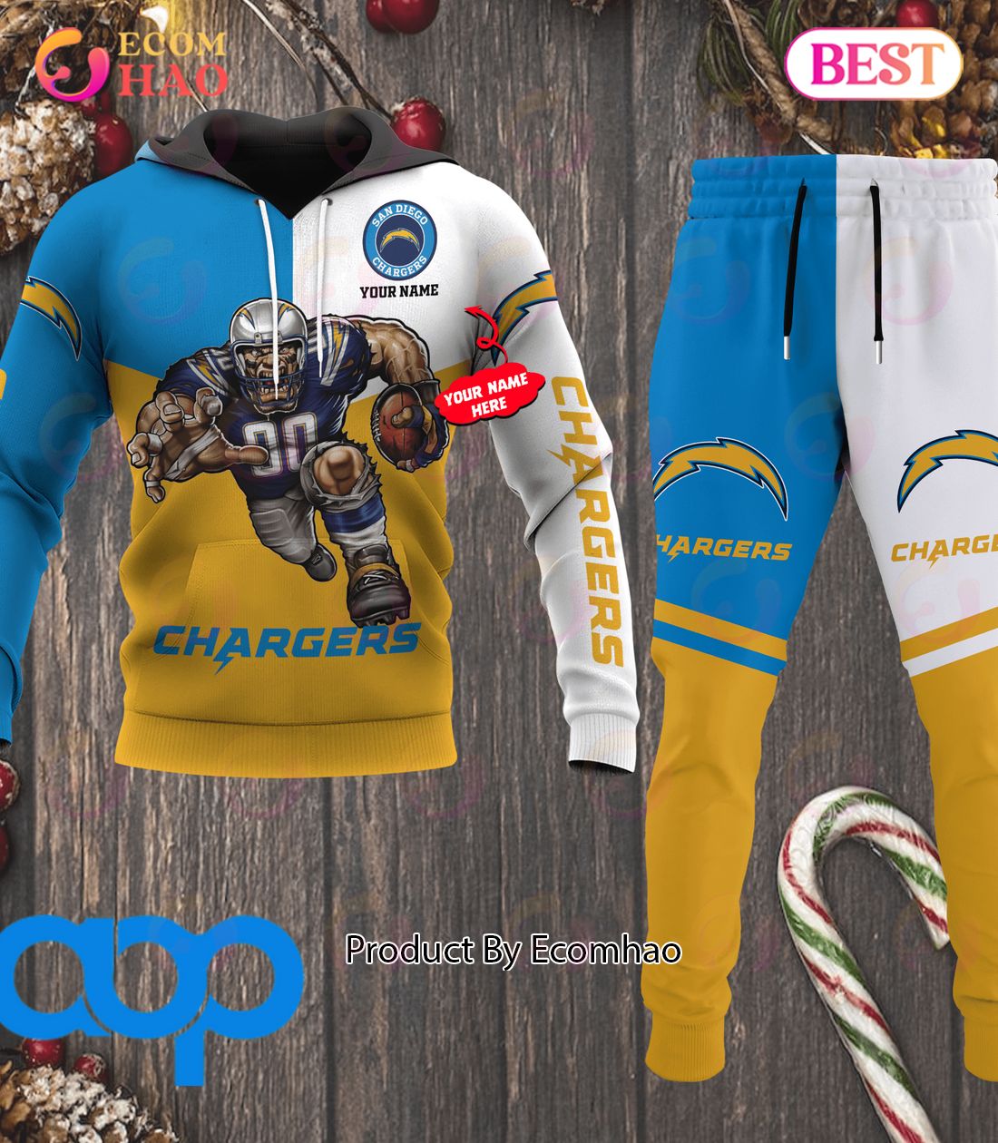 Los Angeles Chargers NFL Personalized Combo 3D Hoodie, Zip Hoodie And Joggers Sports Fans