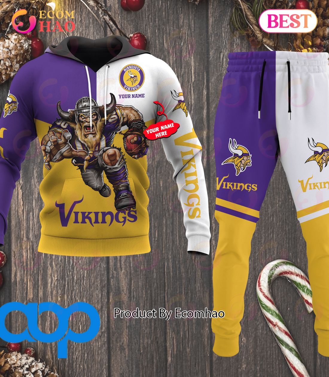 Minnesota Vikings NFL Personalized Combo 3D Hoodie, Zip Hoodie And Joggers Sports Fans