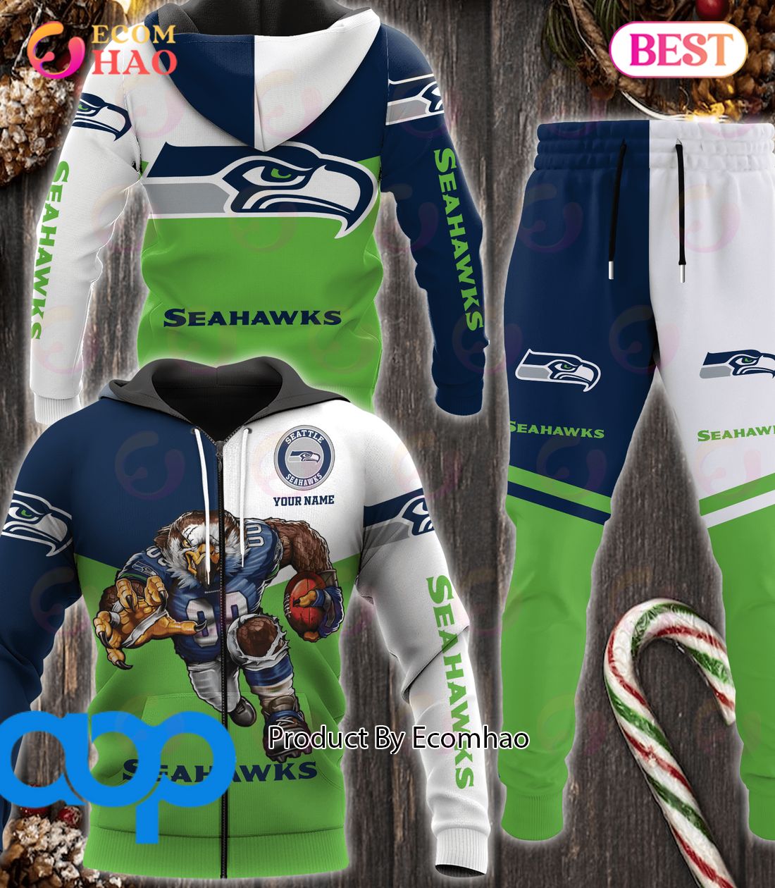 Seattle Seahawks NFL Personalized Combo 3D Hoodie, Zip Hoodie And Joggers Sports Fans