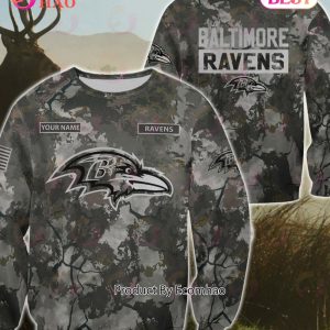NFL Baltimore Ravens Personalized Your Name Hungting Camo Style 3D Hoodie,T Shirt, Sweatshirt, Zipper