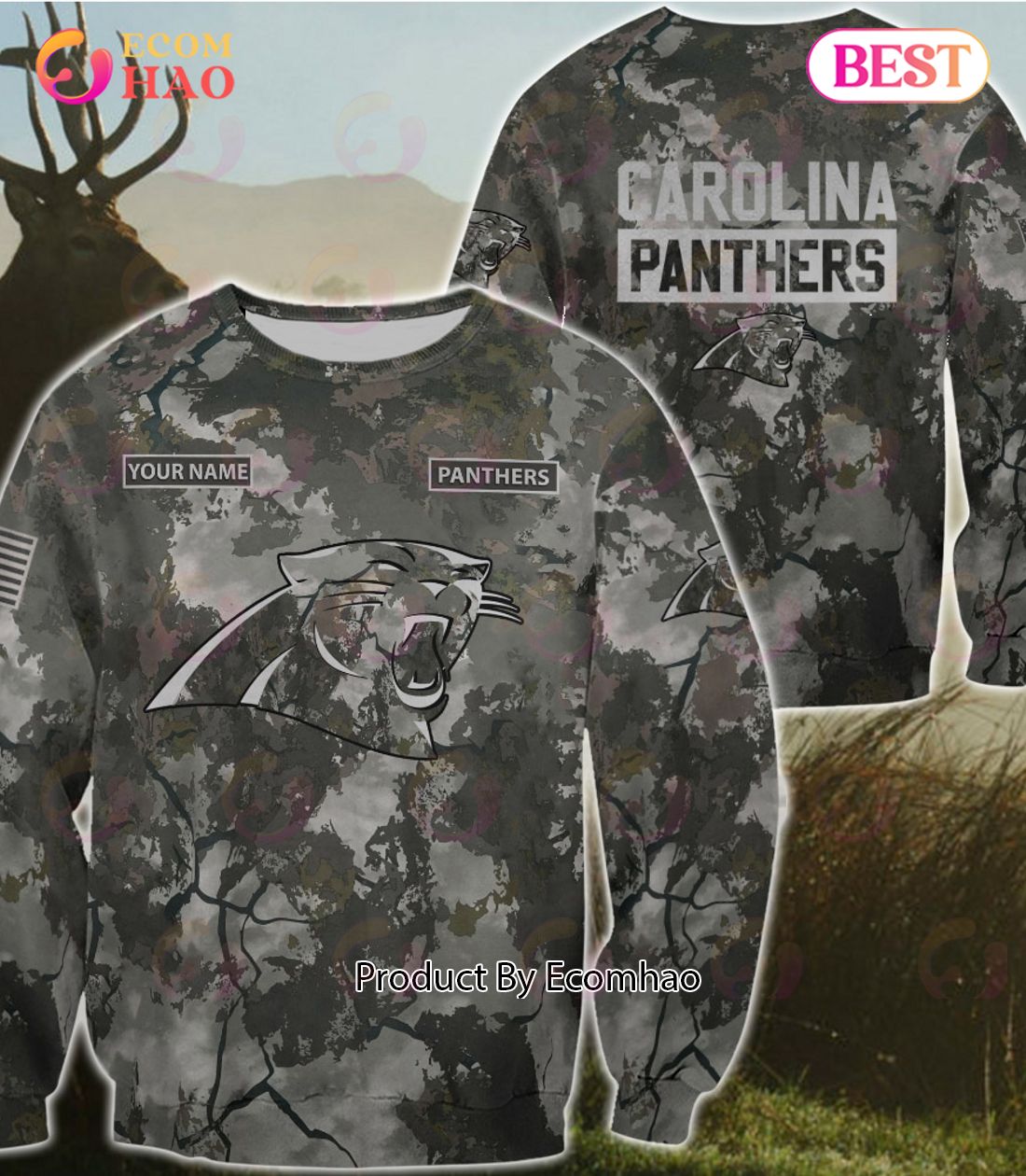 Carolina Panthers NFL Special Camo Hunting Personalized Hoodie T