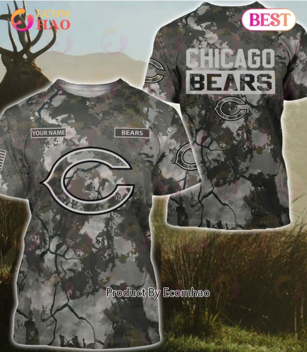 NFL Chicago Bears Personalized Your Name Hungting Camo Style 3D Hoodie,T Shirt, Sweatshirt, Zipper