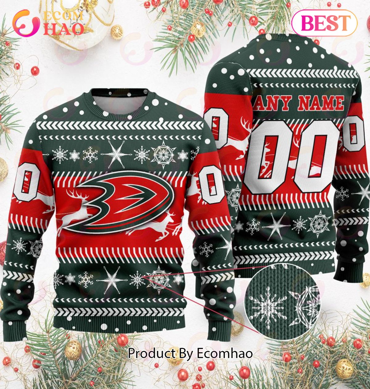 NHL Anaheim Ducks Specialized For Chrismas Season 3D Sweater