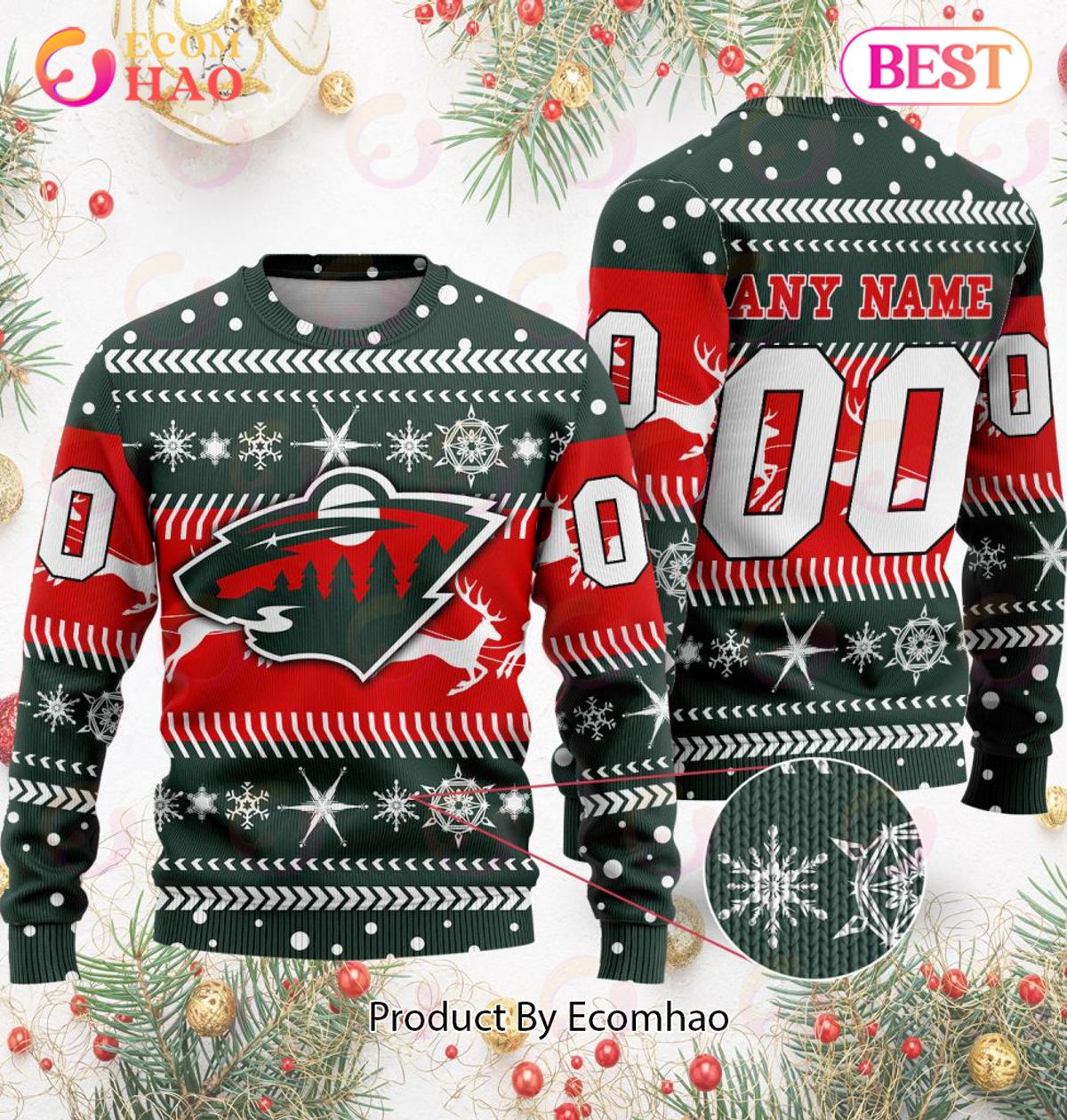 NHL Minnesota Wild Specialized For Chrismas Season 3D Sweater