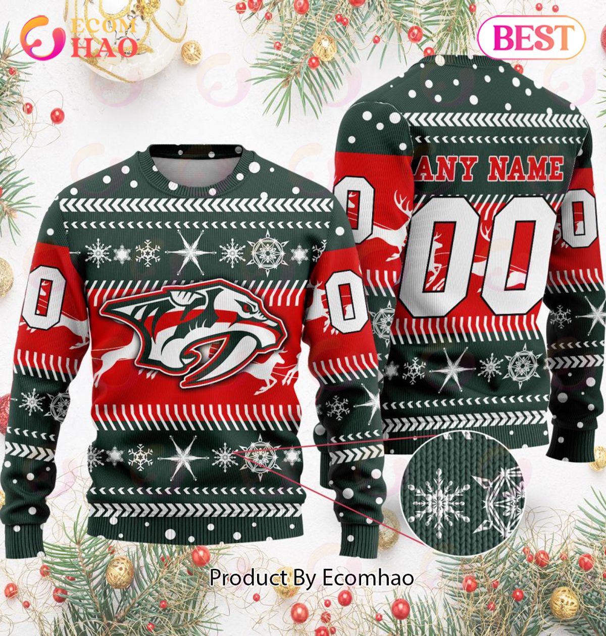 NHL Nashville Predators Specialized For Chrismas Season 3D Sweater