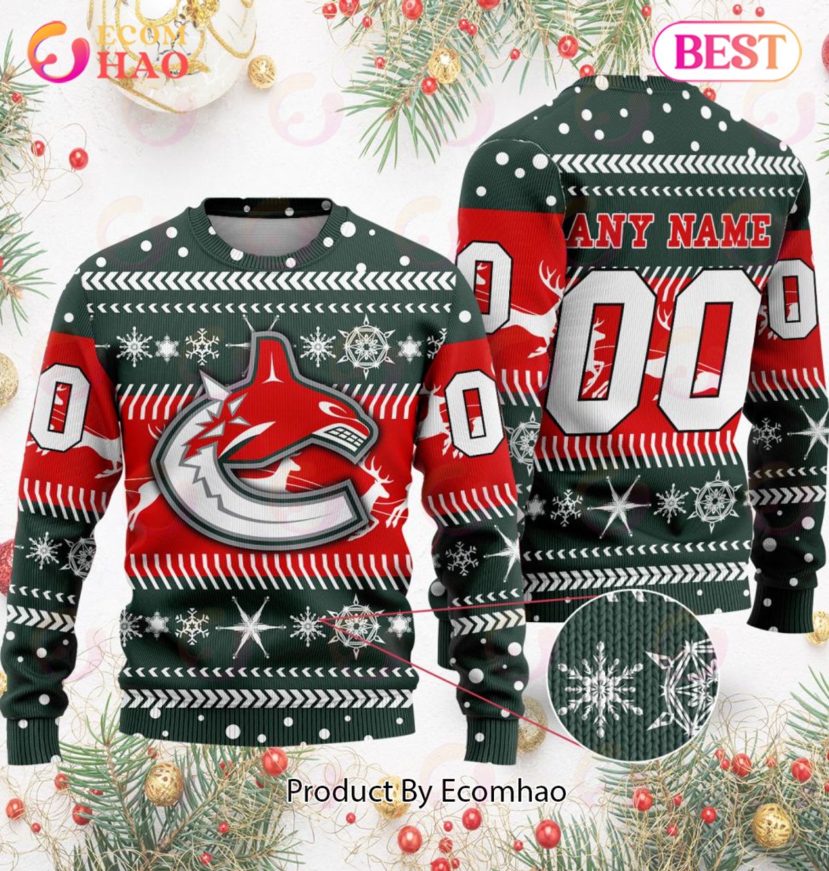 NHL Vancouver Canucks Specialized For Chrismas Season 3D Sweater