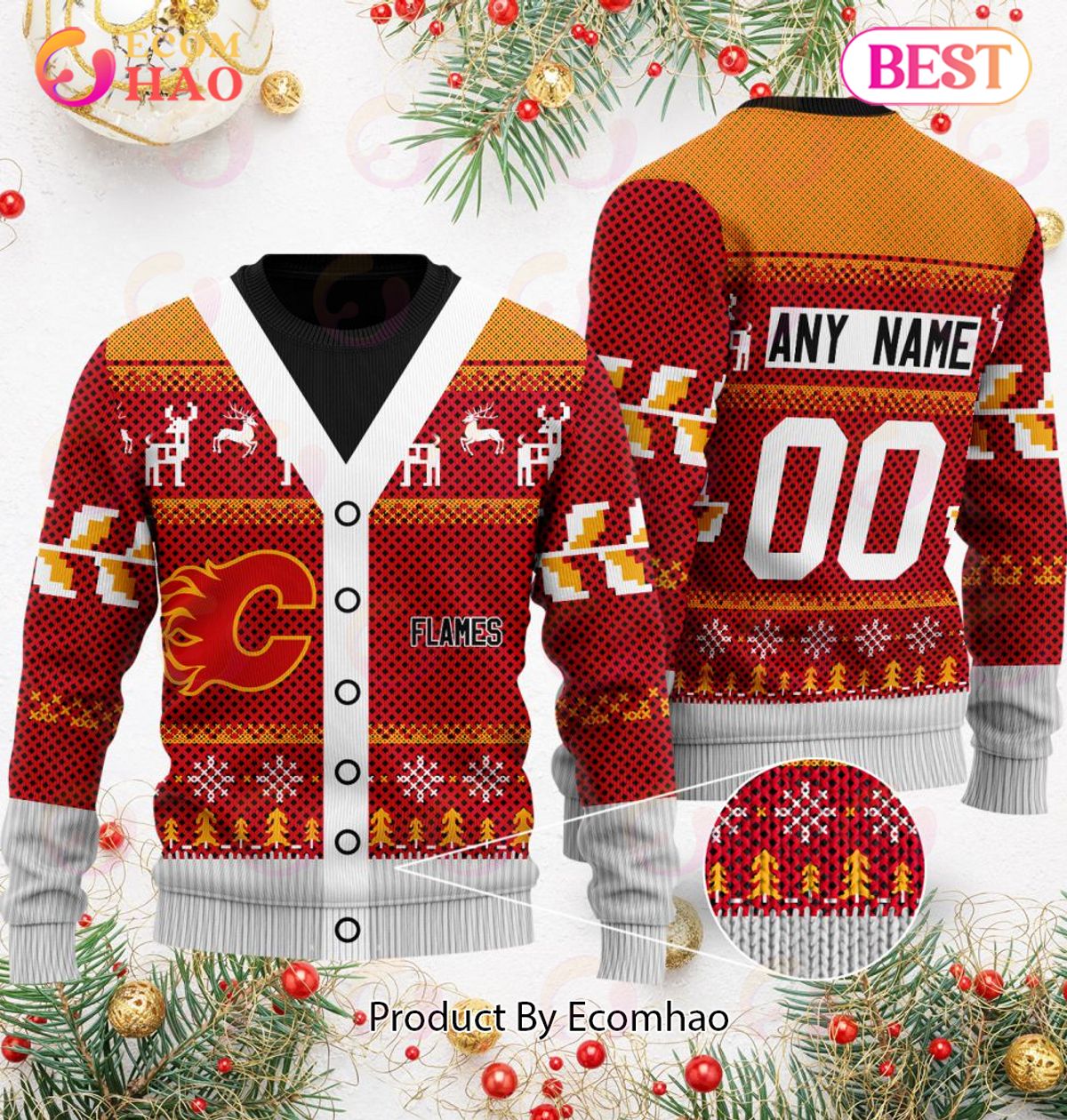 NHL Calgary Flames Specialized Unisex Sweater For Chrismas Season