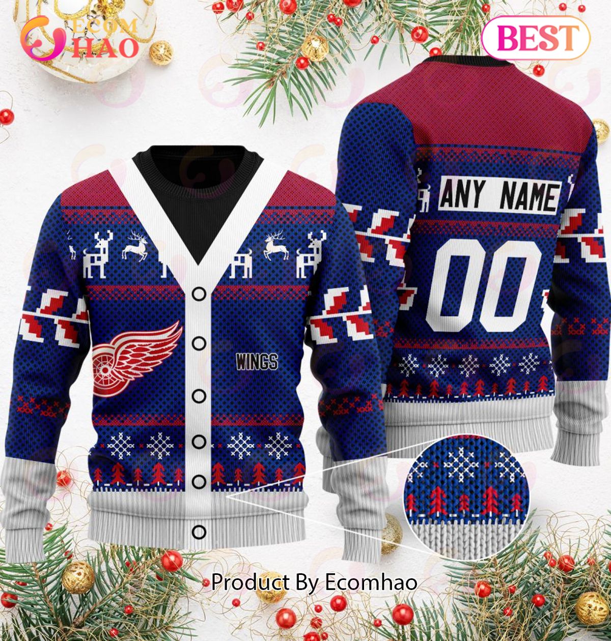 NHL Detroit Red Wings Specialized Unisex Sweater For Chrismas Season