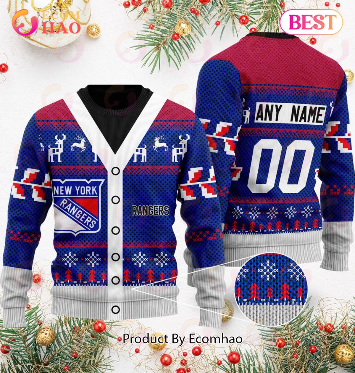 NHL New York Rangers Specialized Unisex Sweater For Chrismas Season