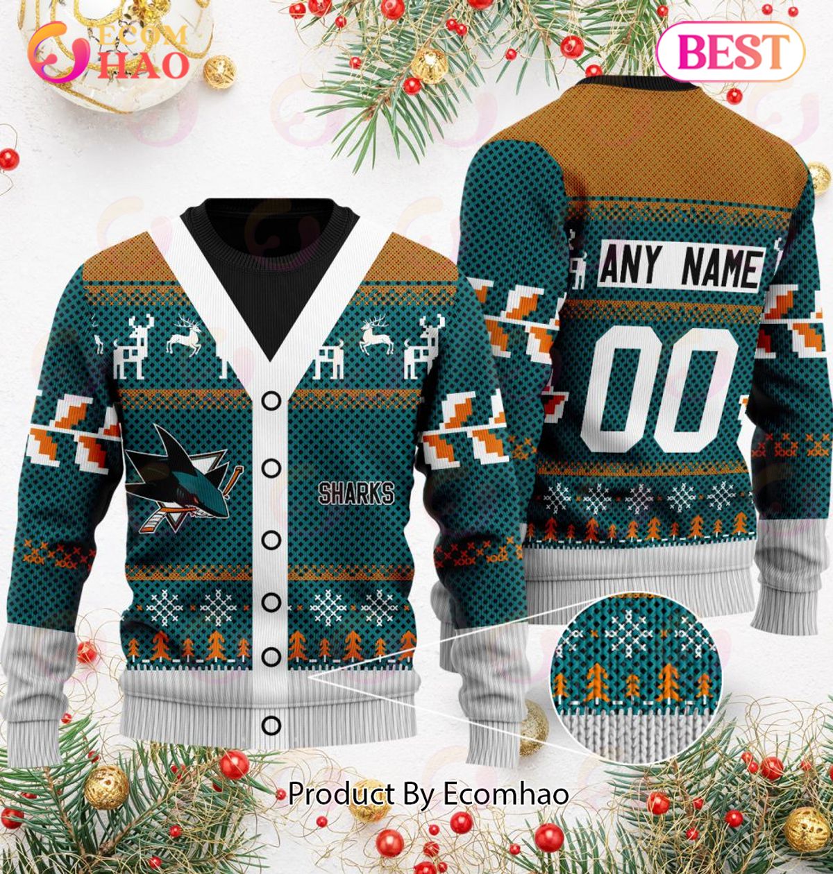 NHL San Jose Sharks Specialized Unisex Sweater For Chrismas Season