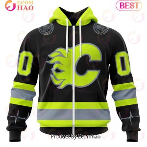 NHL Calgary Flames Specialized Unisex Kits With FireFighter Uniforms Color 3D Hoodie