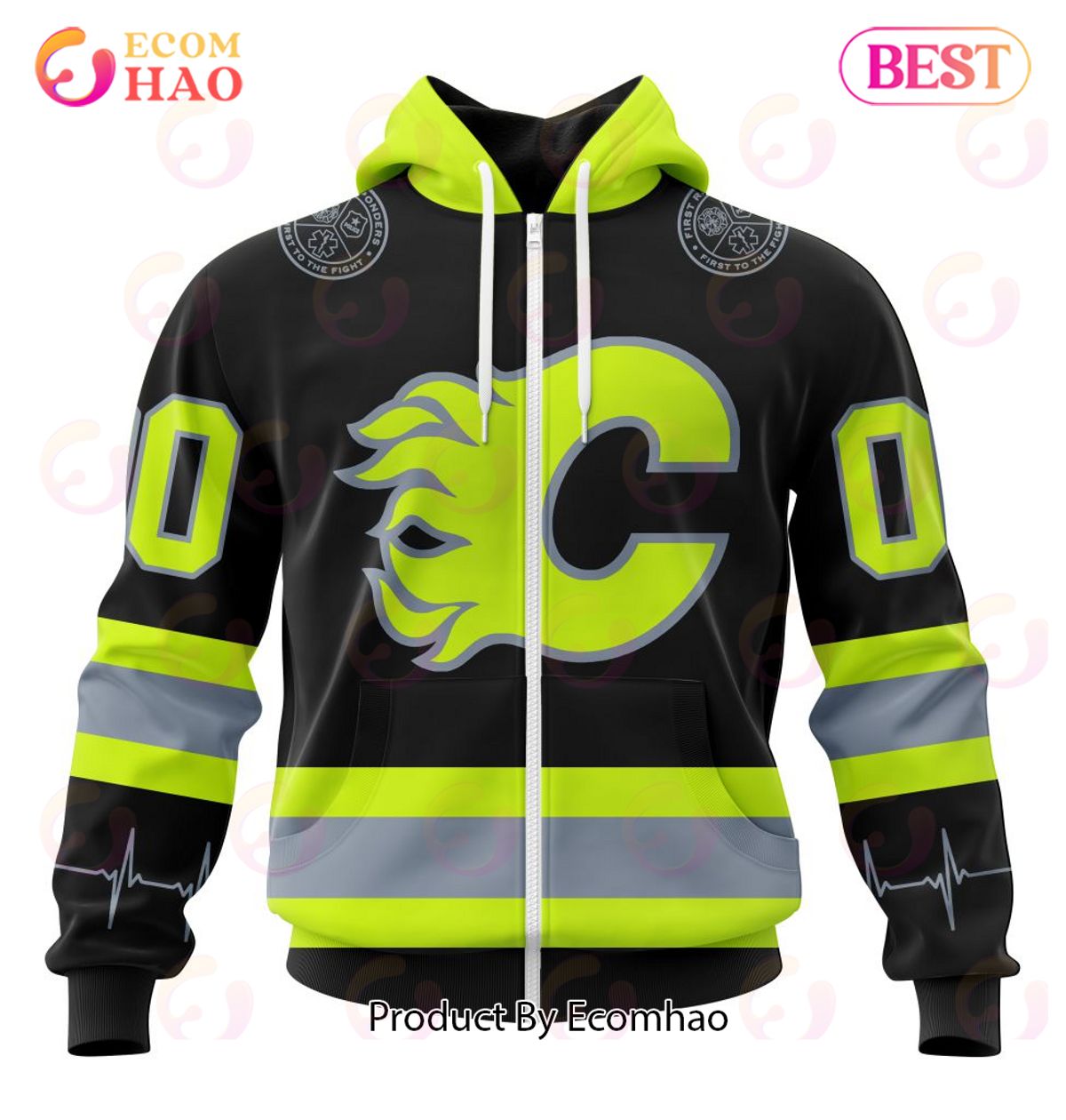 NHL Calgary Flames Specialized Unisex Kits With FireFighter Uniforms Color 3D Hoodie