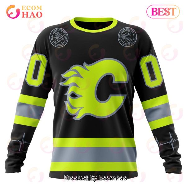 NHL Calgary Flames Specialized Unisex Kits With FireFighter Uniforms Color 3D Hoodie