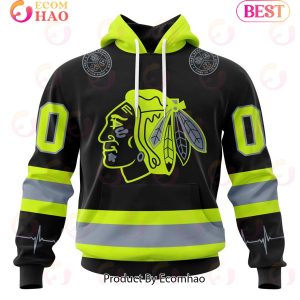 NHL Chicago BlackHawks Specialized Unisex Kits With FireFighter Uniforms Color 3D Hoodie