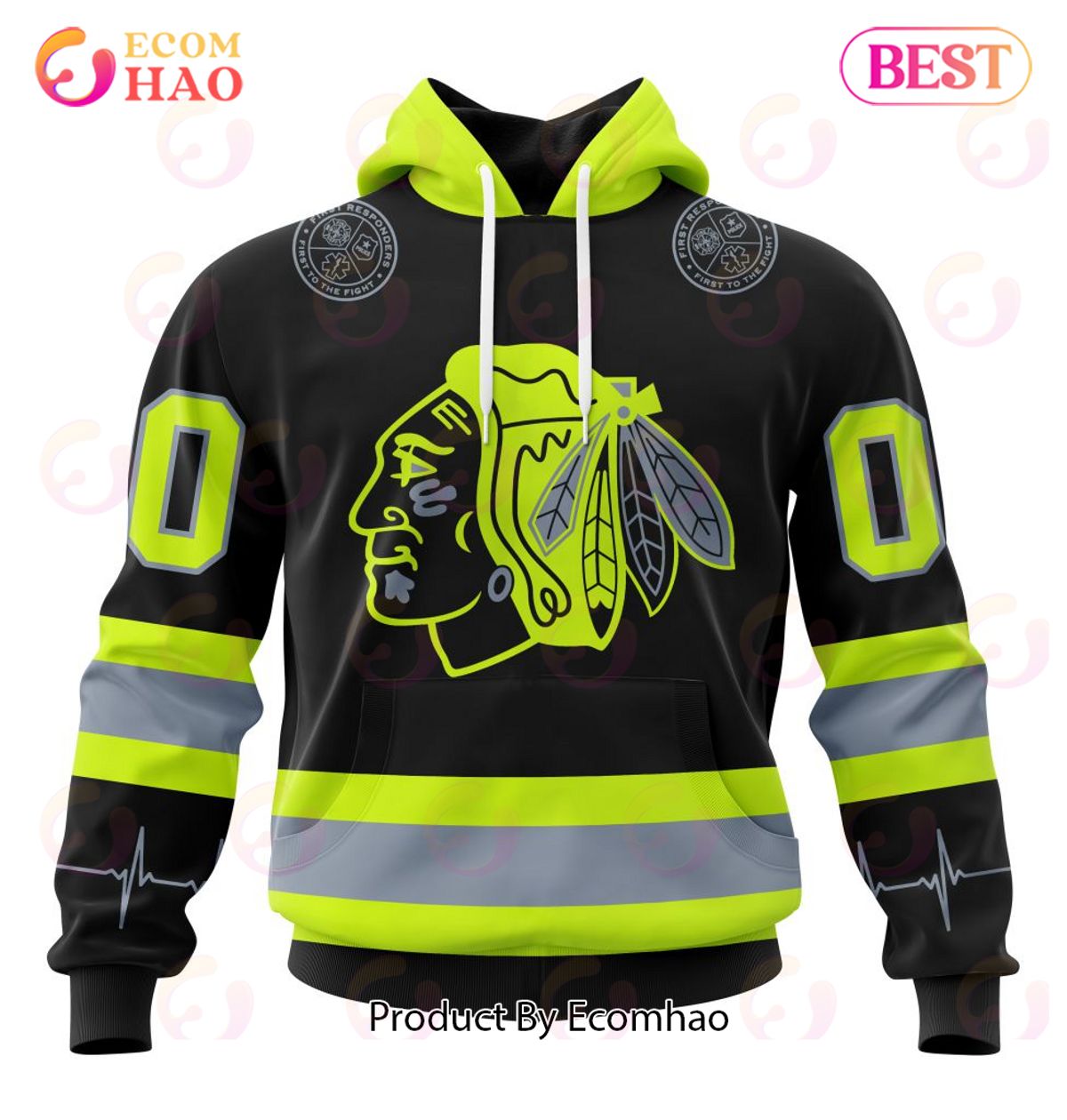 NHL Chicago BlackHawks Specialized Unisex Kits With FireFighter Uniforms Color 3D Hoodie