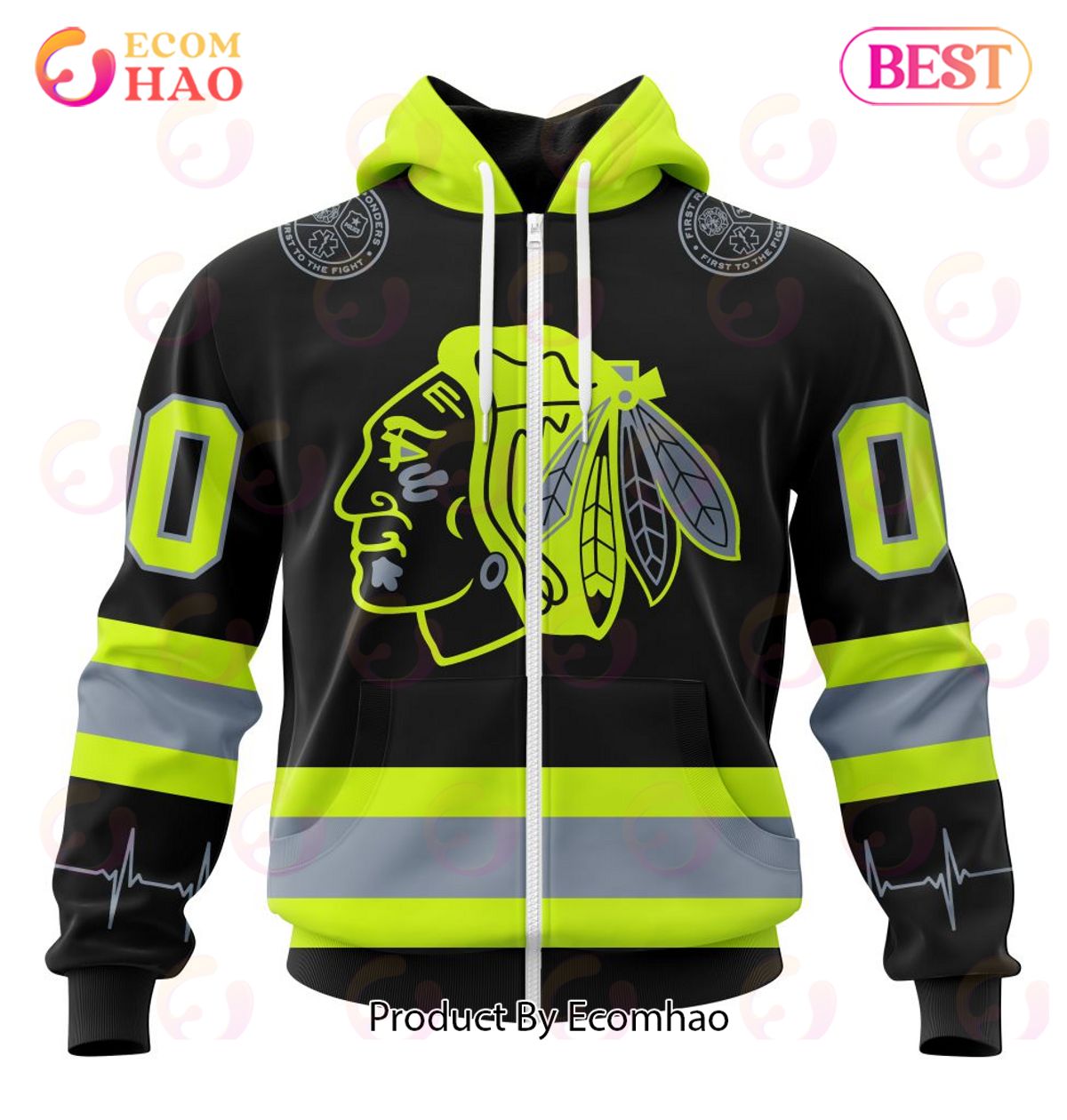 NHL Chicago BlackHawks Specialized Unisex Kits With FireFighter Uniforms Color 3D Hoodie