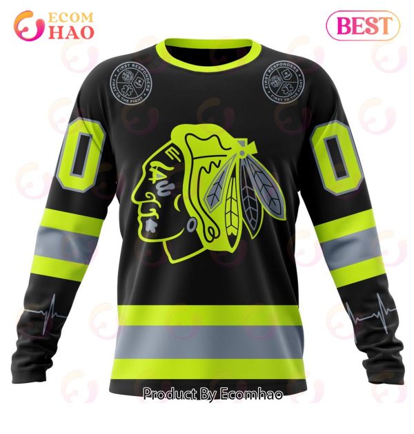 NHL Chicago BlackHawks Specialized Unisex Kits With FireFighter Uniforms Color 3D Hoodie