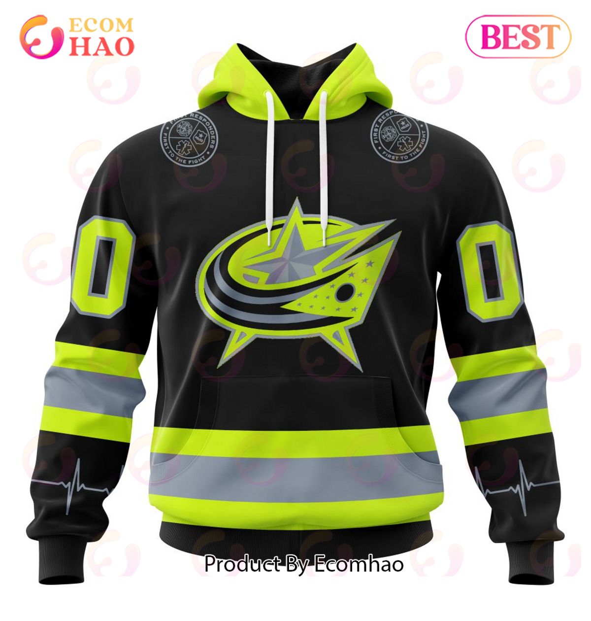 NHL Columbus Blue Jackets Specialized Unisex Kits With FireFighter Uniforms Color 3D Hoodie