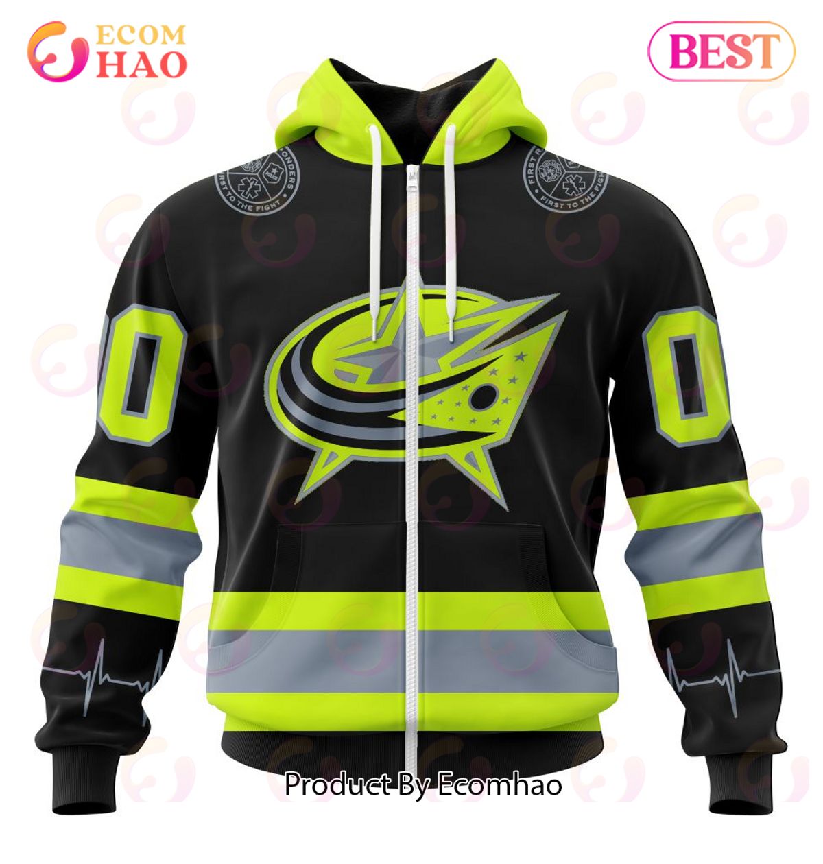 NHL Columbus Blue Jackets Specialized Unisex Kits With FireFighter Uniforms Color 3D Hoodie