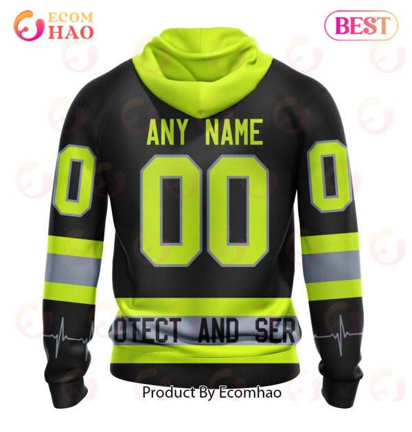 NHL Columbus Blue Jackets Specialized Unisex Kits With FireFighter Uniforms Color 3D Hoodie