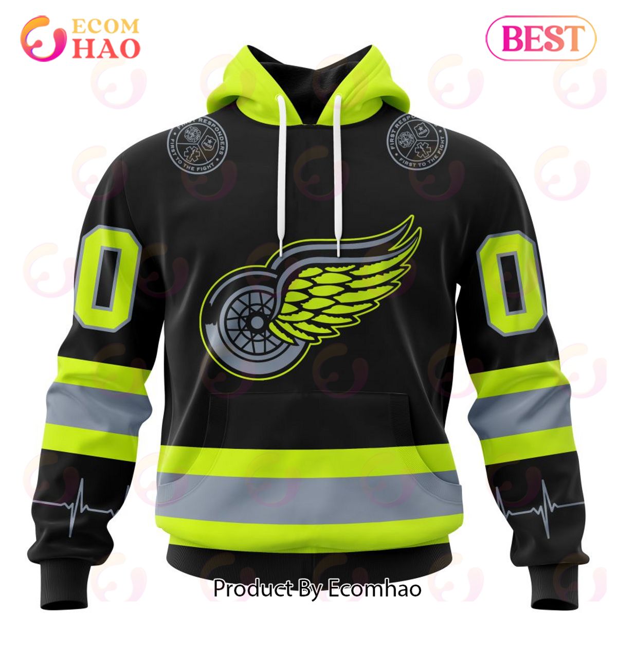 NHL Detroit Red Wings Specialized Unisex Kits With FireFighter Uniforms Color 3D Hoodie