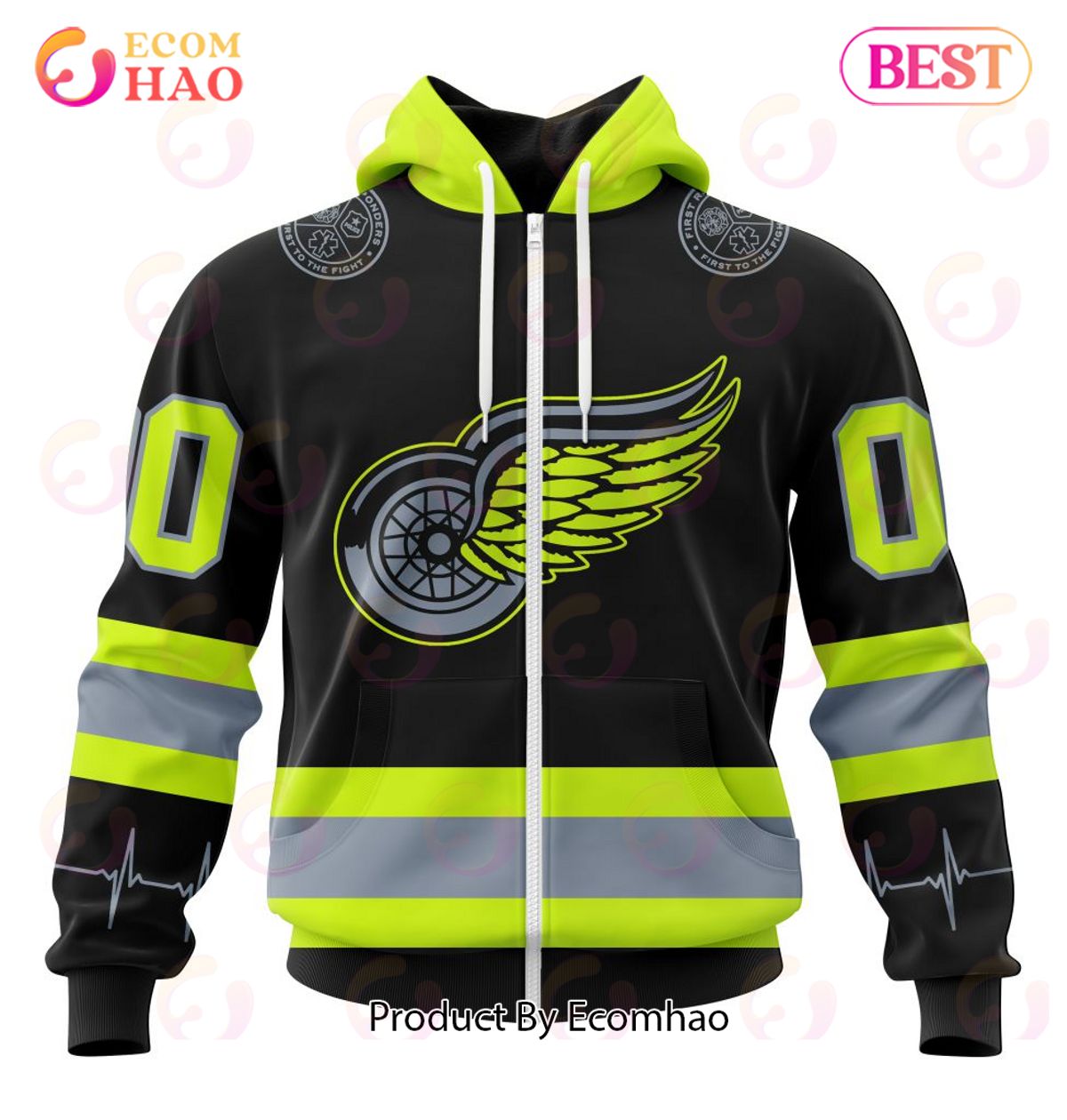 NHL Detroit Red Wings Specialized Unisex Kits With FireFighter Uniforms Color 3D Hoodie