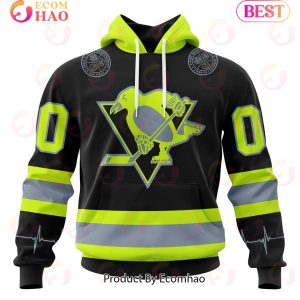 NHL Pittsburgh Penguins Specialized Unisex Kits With FireFighter Uniforms Color 3D Hoodie