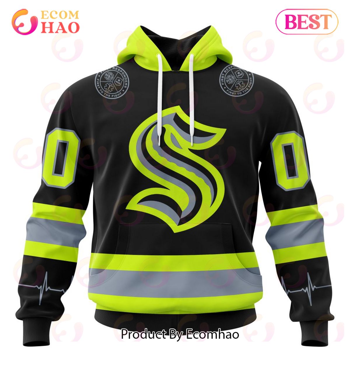 NHL Seattle Kraken Specialized Unisex Kits With FireFighter Uniforms Color 3D Hoodie