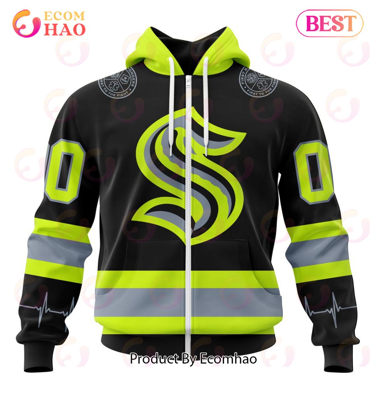 NHL Seattle Kraken Specialized Unisex Kits With FireFighter Uniforms Color 3D Hoodie