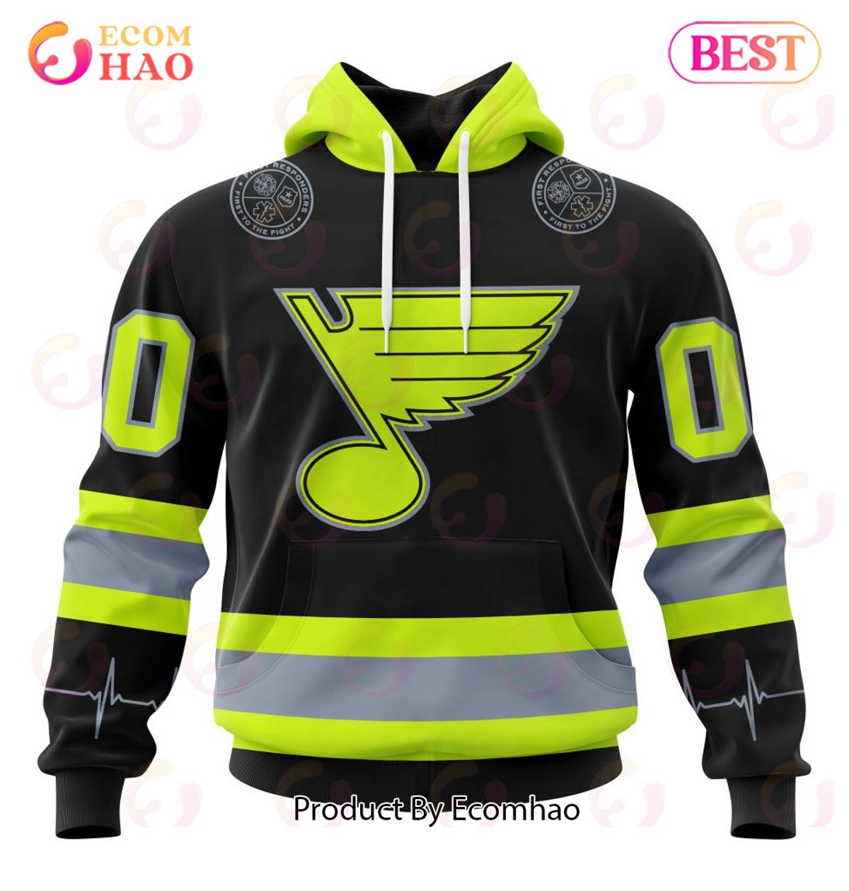 NHL St. Louis Blues Specialized Unisex Kits With FireFighter Uniforms Color 3D Hoodie