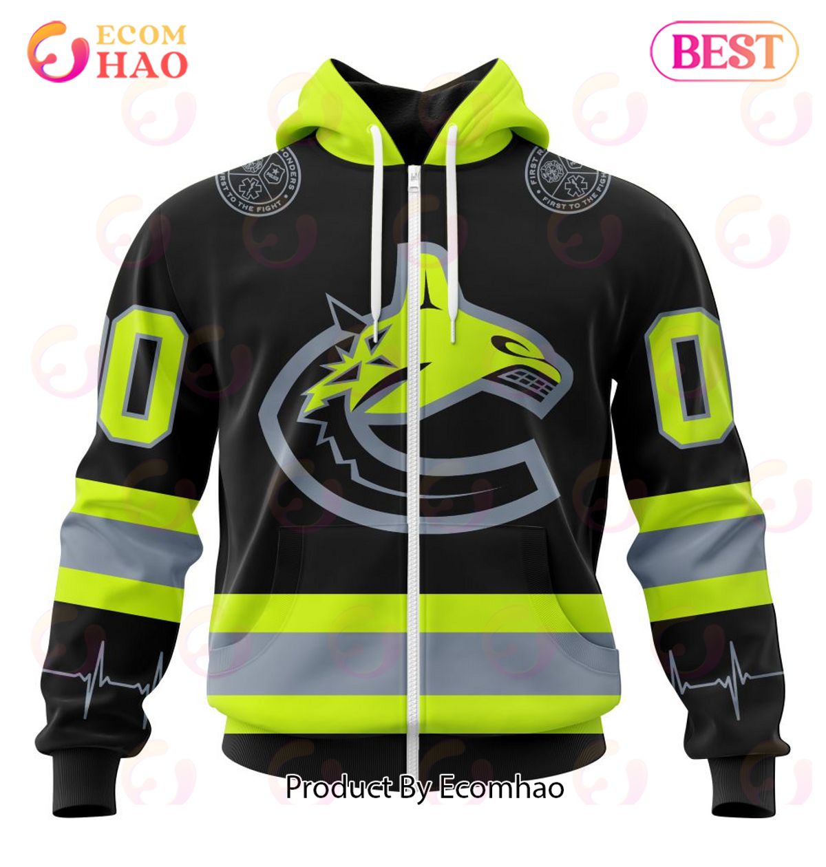 NHL Vancouver Canucks Specialized Unisex Kits With FireFighter Uniforms Color 3D Hoodie