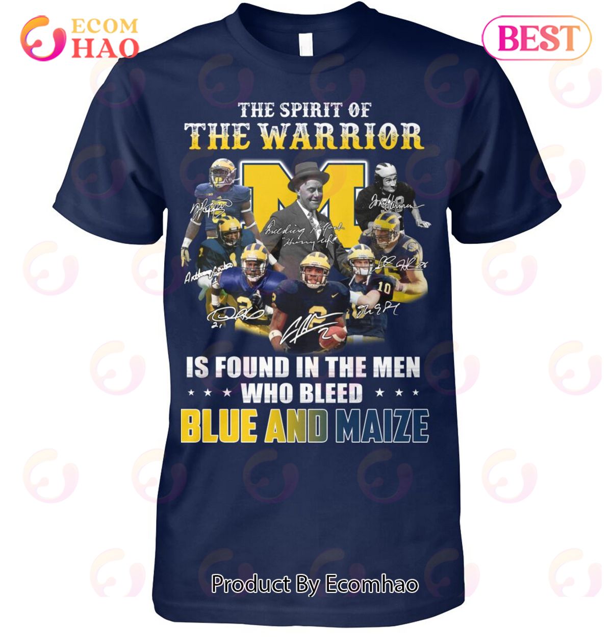 Michigan Wolverines The Spirit Of The Warrior Is Found In The Men Who Bleed Blue And Maize T-Shirt