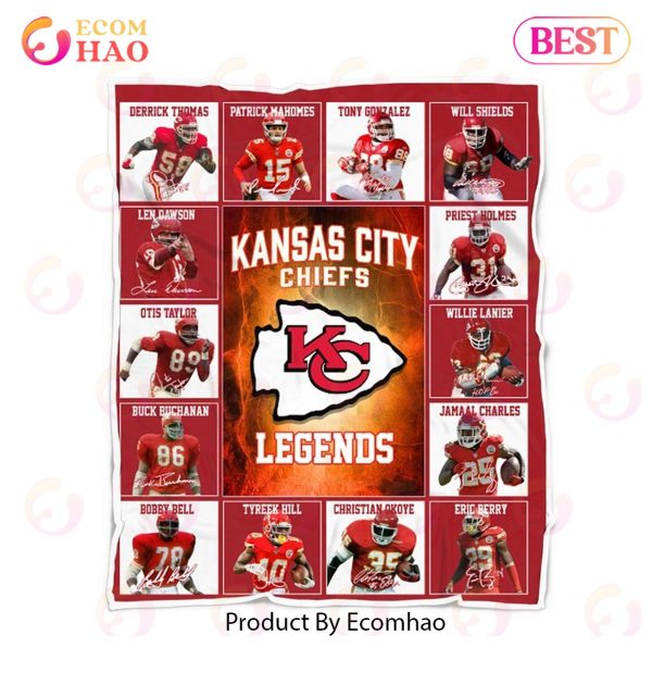 NFL Kansas City Chiefs Legends Quilt, Fleece Blanket, Sherpa Fleece Blanket