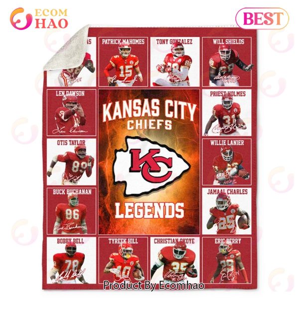 NFL Kansas City Chiefs Legends Quilt, Fleece Blanket, Sherpa Fleece Blanket