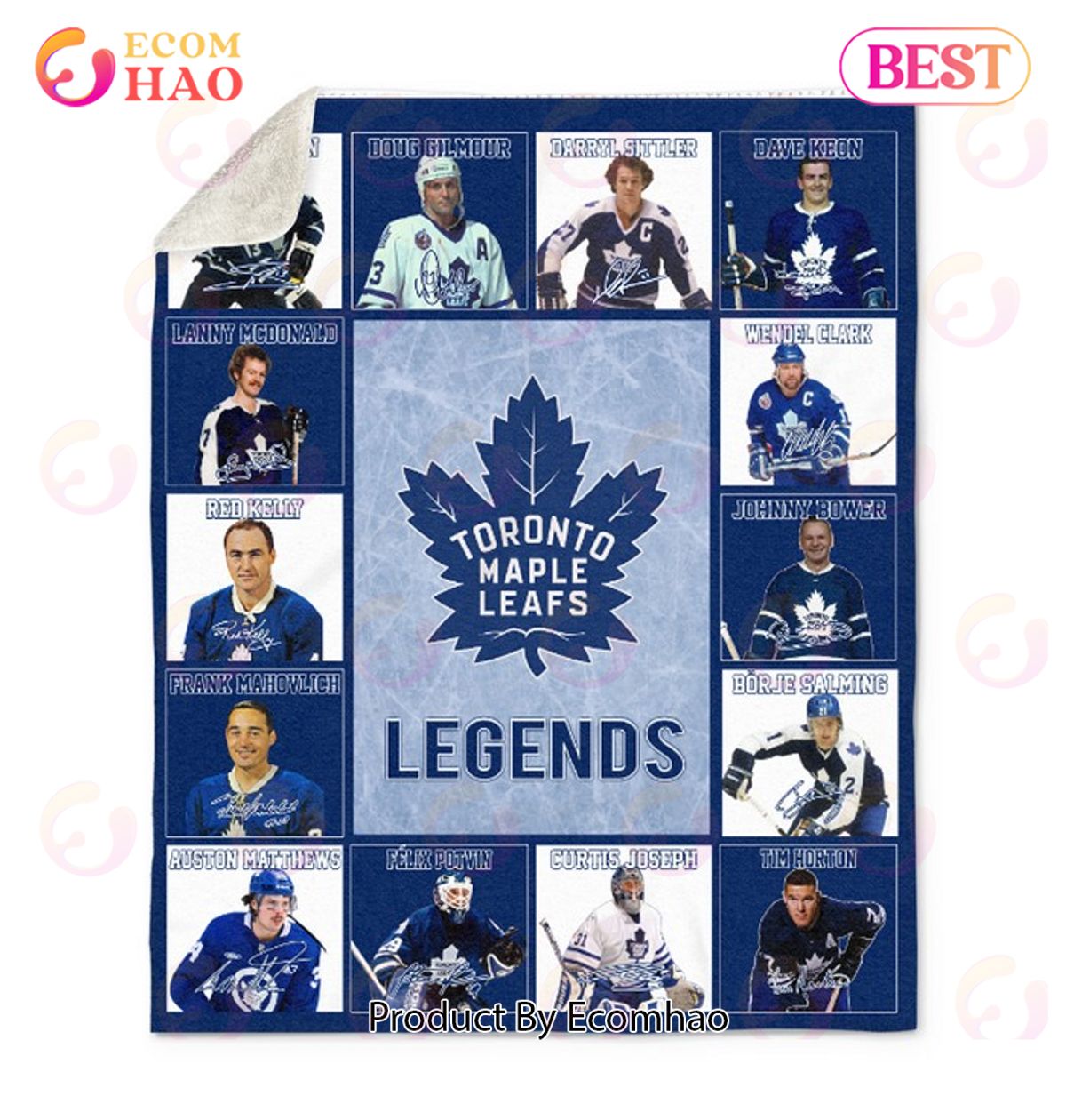 NHL Toronto Maple Leafs Legends Quilt, Fleece Blanket, Sherpa Fleece Blanket