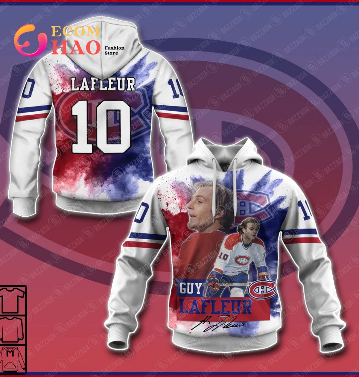 3D Hoodie Guy Lafleur 10 Montreal Canadiens