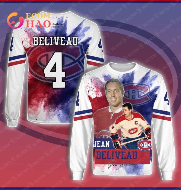 3D Hoodie Jean Beliveau 4 Montreal Canadiens