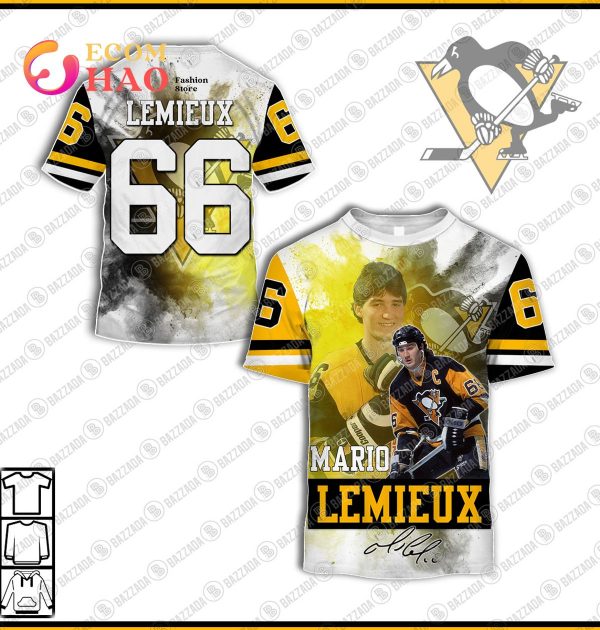 3D Hoodie Mario Lemieux 66 Pittsburgh Penguins