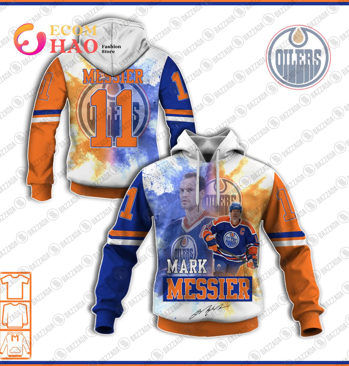 3D Hoodie Mark Messier 11 Edmonton Oilers